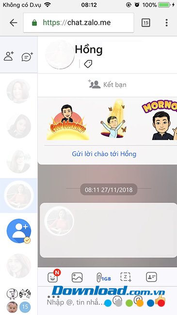 Đăng nhập Zalo web trên điện thoại