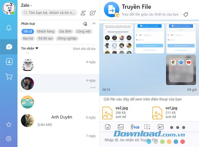 Đăng nhập thành công Zalo trên máy tính