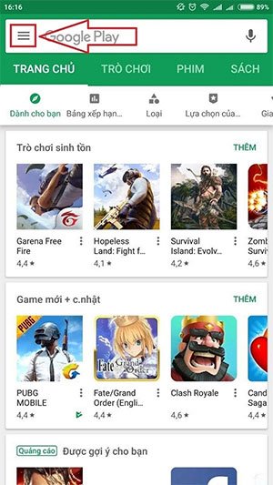 Vào Google Play