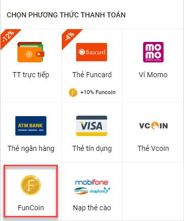 Chọn mục Funcoin