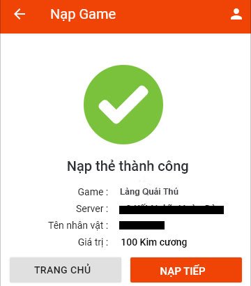 Nạp thẻ thành công