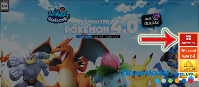 Trang chủ của game Làng Quái Thú 