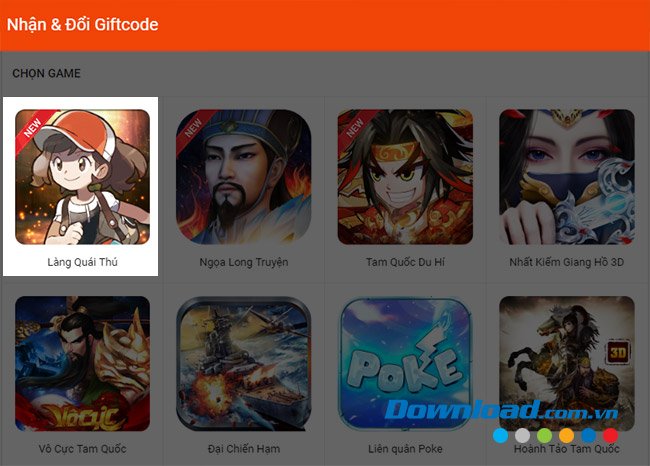 Chọn vào biểu tượng của game Làng Quái Thú 