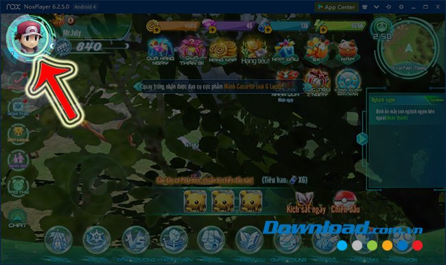 Click vào biểu tượng Avatar