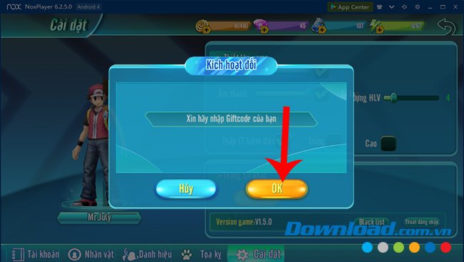 Nhập Code cần đổi