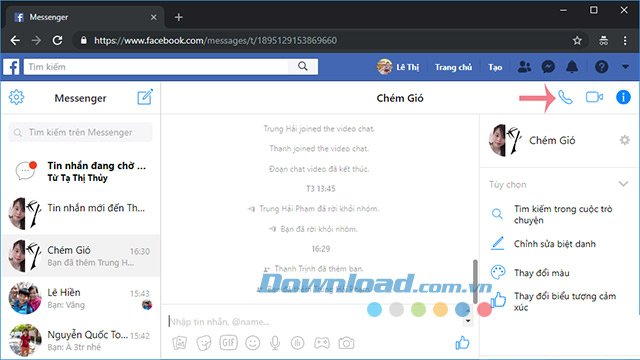Gọi điện nhóm trên Facebook Messenger