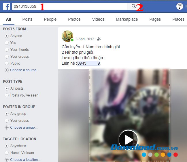 Tìm kiếm người khác trên Facebook