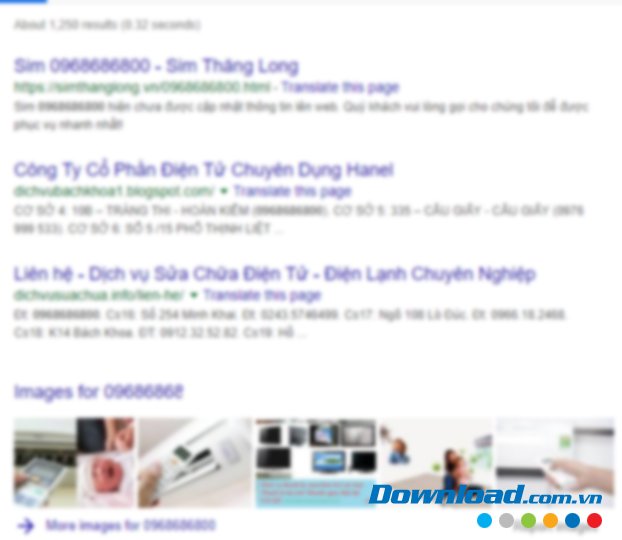 Kết quả tìm kiếm trên Google