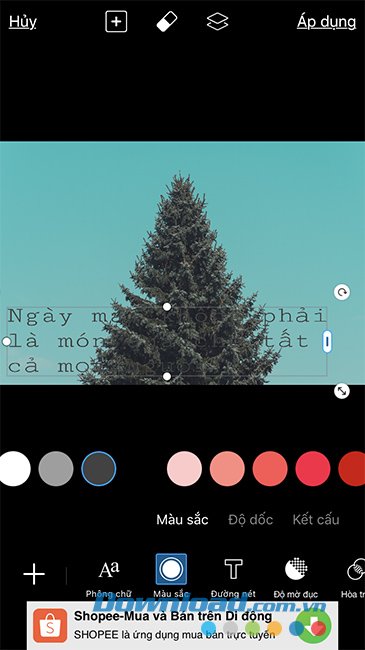 Điều chỉnh chữ đã viết trên ảnh PicsArt