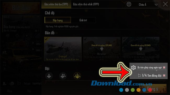 Chọn đồng đội trong PUBG Mobile