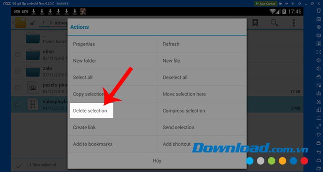Xóa video trên Nox