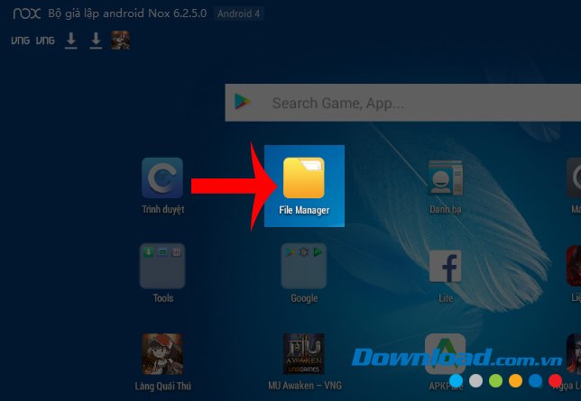 Truy cập vào quản lý file trên Nox
