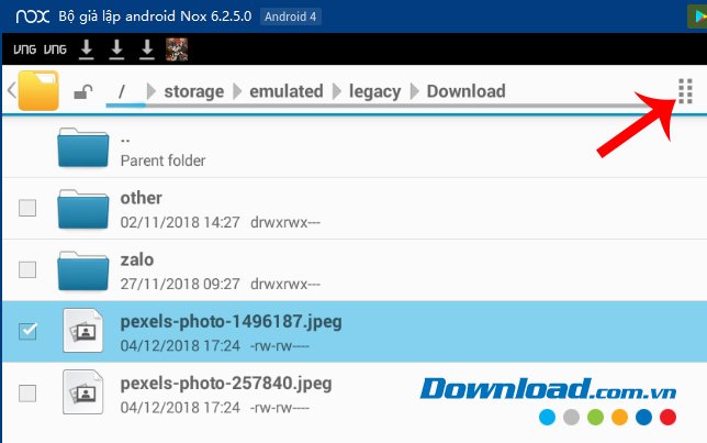 Biểu tượng tùy chọn của Nox