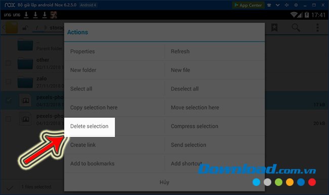 Xóa đối tượng đã chọn