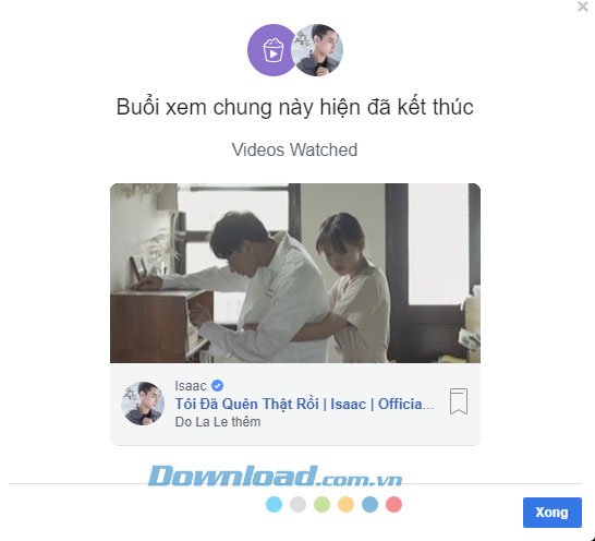 Hoàn tất kết thúc xem video chung trên Facebook