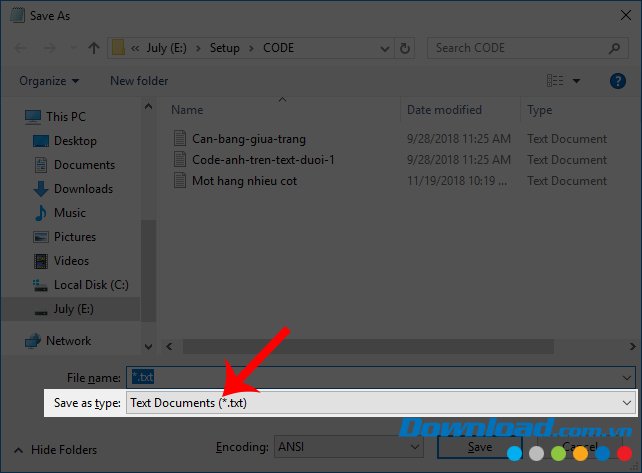 Tùy chọn khi lưu