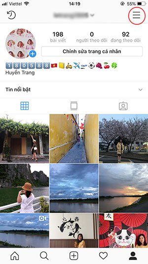 Đến trang cá nhân của Instagram