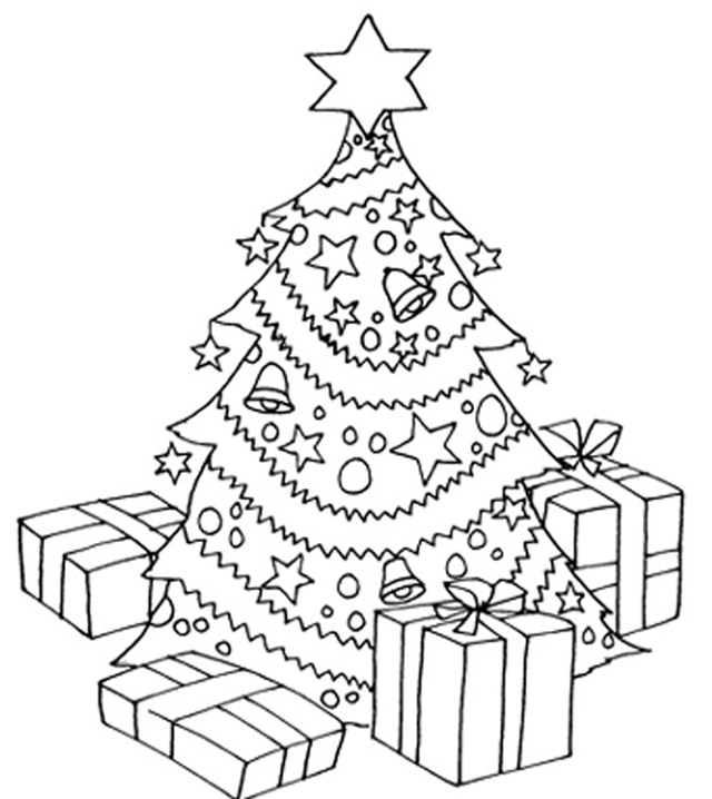Tranh tô màu cây thông Noel 