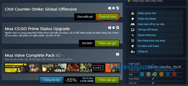 Chơi game CS Go miễn phí