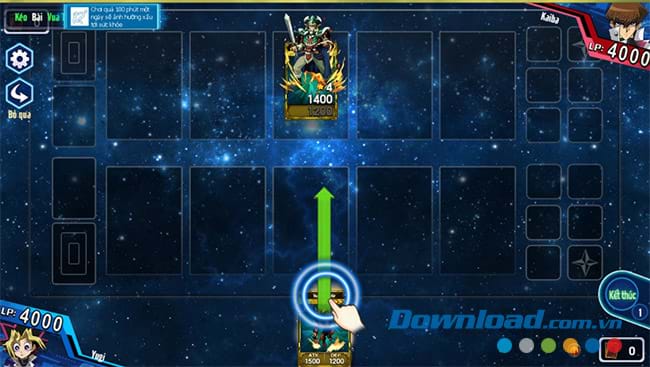 Kéo thả bài để thi đấu trong Yugi H5