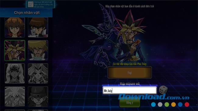 Nhập tên nhân vật chơi Yugi H5