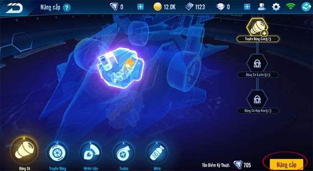 Chọn linh kiện nâng cấp trong ZingSpeed Mobile