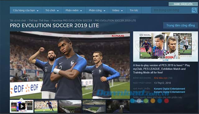 Giao diện PES 2019 Lite  trên Steam
