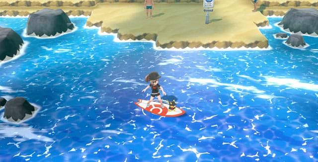 Học kỹ thuật Sea Skim và Surf để di chuyển trên nước trong Pokemon Let's Go