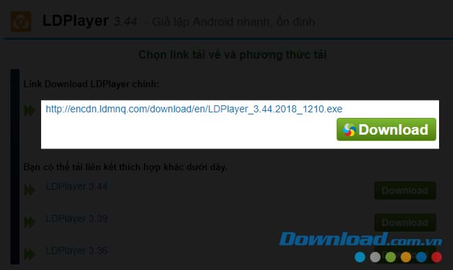 Click vào Download để tải LDPlayer