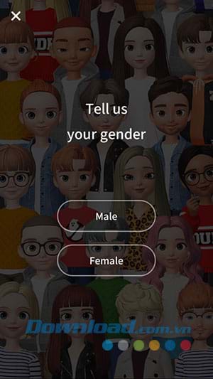Lựa chọn giới tính người dùng Zepeto