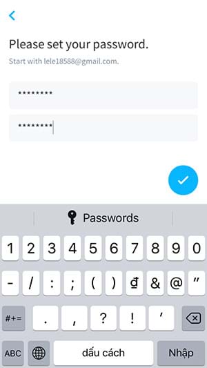 Nhập mật khẩu đăng ký Zepeto