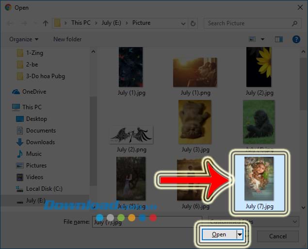Chọn ảnh cần xóa phông