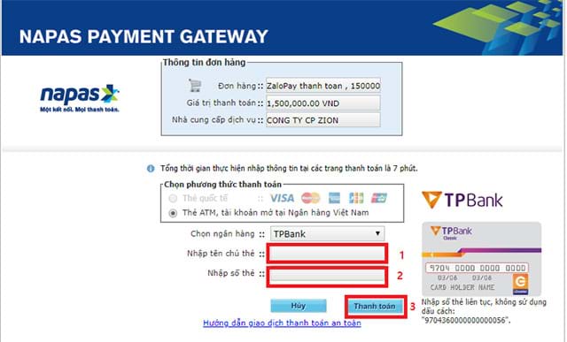 Nhập thông tin thanh toán