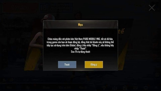 Thông báo từ PUBG Mobile VNG