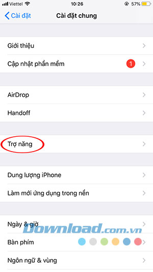 Trợ năng trong Cài đặt