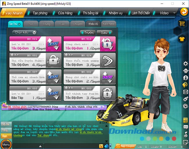 Giao diện chính của Zing Speed