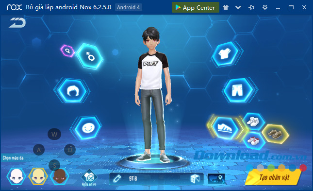 Nhấn vào Tạo nhân vật Zing Speed