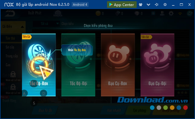 Chọn chế độ đua trong Zing Speed