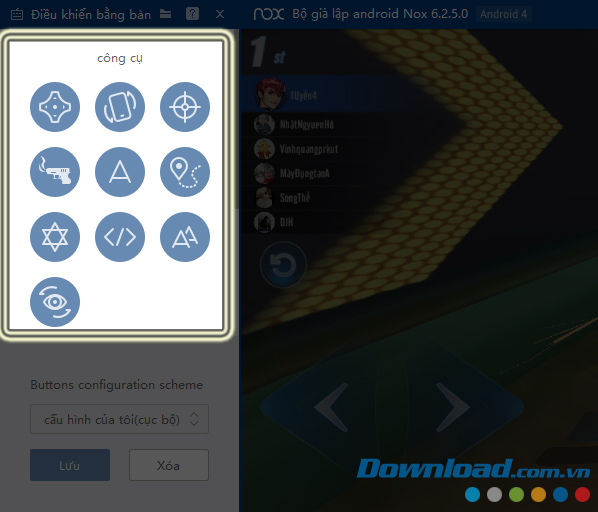 Các công cụ cài phím ảo trên giả lập 