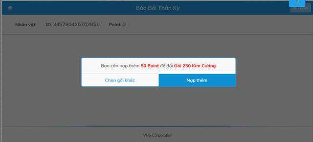 Lựa chọn gói game Bảo Bối Thần Kỳ