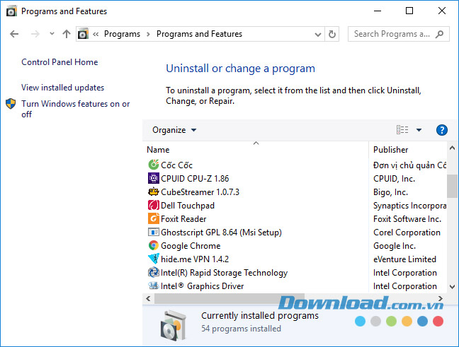 Gỡ Droid4X trong Control Panel