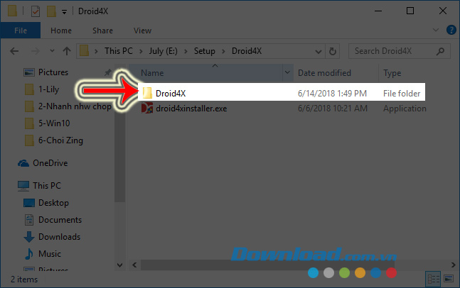 Chọn vào thư mục cài đặt Droid4X