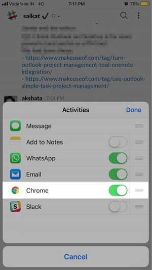 Chọn Chrome trong khi chia sẻ liên kết, tùy chọn Read Later sẽ xuất hiện
