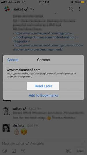 Chọn Chrome trong khi chia sẻ liên kết, tùy chọn Read Later sẽ xuất hiện