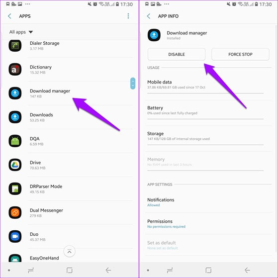 Kích hoạt ứng dụng Download Manager