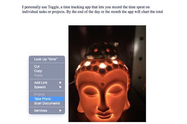 Sử dụng Continuity Camera để chèn ảnh vào tài liệu