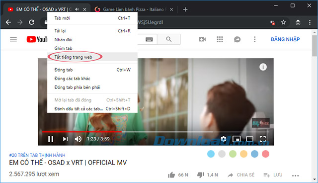 Tắt âm thanh trang web