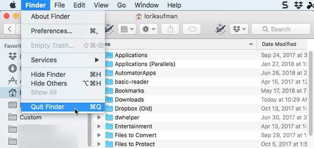 Thêm tùy chọn Quit cho Finder