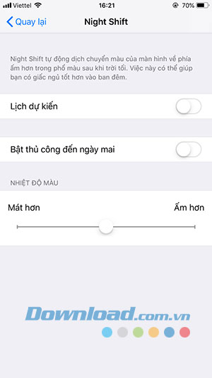 Sử dụng Night Shift