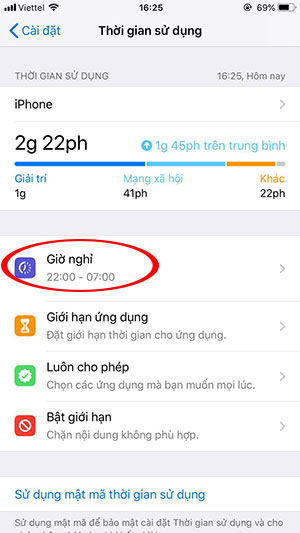 Kiểm soát thời lượng sử dụng iPhone